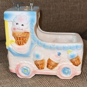 Vintage Rubens Baby Musical Ice Cream Truck Planter Vase #3445M Japan